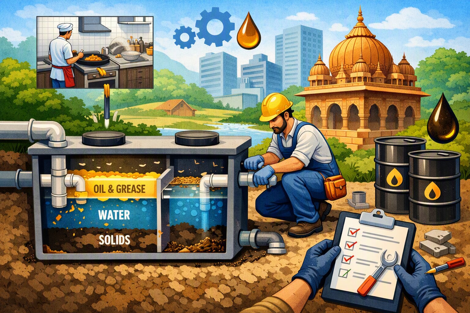 Complete Guide to Oil & Grease Traps in India: Types, Working, Installation & Maintenance